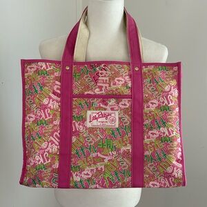 Lilly Pulitzer Pink/Green Vintage Fabric Tote Bag